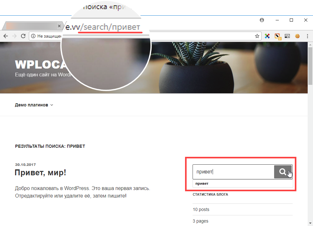 WordPress изменить URL страницы поиска